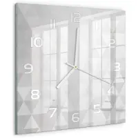 Tulup Wandklok - Abstracte achtergrond Wandklok Glas Decoratie - 30x30 cm - Grijs Gekleurde Glazen Klok - Witte handen - Vierkante Klok - Klok Glas Met Opdruk - Moderne Wandklok Glas