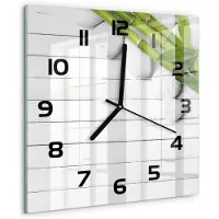 Tulup Wandklok - Bamboe Moderne Wandklok Glas - 30x30 cm - Groente Wandklok Glas Decoratie - Zwarte handen - Vierkante Klok - Glazen Wandklok Design - Klok Glas Met Opdruk