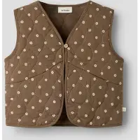 Lil´ Atelier MINI gebloemd gilet - kaki/beige Groen Meisjes Katoen V-hals - maat 98