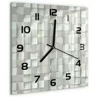 Tulup Wandklok - Geometrische achtergrond Klok Glas Met Opdruk - 30x30 cm - Wit Moderne Wandklok Glas - Zwarte handen - Vierkante Klok - Decoratieve Glazen Klok - Glazen Wandklok Design