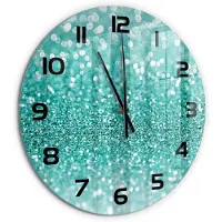 Tulup Wandklok - Kleine dingen Klok Glas Met Opdruk - fi60 cm - Blauw Moderne Wandklok Glas - Zwarte handen - Ronde Klok - Decoratieve Glazen Klok - Glazen Wandklok Design