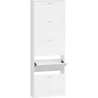 vidaXL Schoenenkast 59x17x169 cm bewerkt hout hoogglans wit