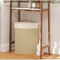 MODFU - Hoekwasmand - Deksel - Bamboe - Crème - 55 Liter