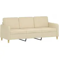 vidaXL Driezitsbank 180 cm stof crèmekleurig
