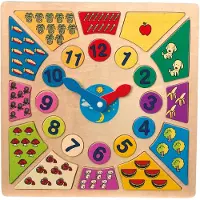 Legler Multi kleuren houten klok - Leer klok kijken