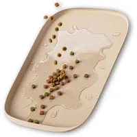Famanu - Voerbakonderlegger voor honden, BPA-vrije siliconen mat met verhoogde rand voor lekbescherming, ivoorkleurig, 45 x 31 x 1,5 cm