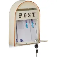 Relaxdays brievenbus antieke posthoorn - wandbrievenbus Western stijl - metaal - beige