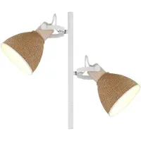 Globo Vloerlamp Lyndon wit met rotan