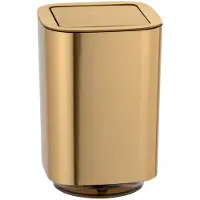 Wenko Afvalemmer Auron 5,5 liter kunststof metallic goud met swingdeksel - Prullenbak - Afvalbak - Vuilbak - Vuilnisbak toilet en badkamer