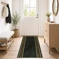 vidaXL - Lopers - Tapijt - FLORNES - Geweven - Groen - Diamanten - 67 - x - 200 - cm - PP