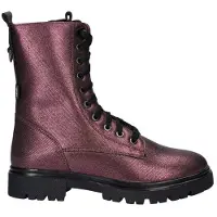 Nelson Kids leren enkelboots met profielzool - aubergine metallic Paars Meisjes Leer - maat 35