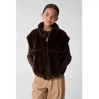 Shoeby teddy oversized gilet - donkerbruin Effen - maat 158/164