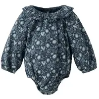Mango katoenen gebloemde romper met ruches - donkerblauw/grijs Bloemen - maat 62