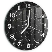 Tulup Wandklok - Sterrenbeeld Klok Glas Met Opdruk - fi30 cm - Zwart-wit Moderne Wandklok Glas - Witte handen - Ronde Klok - Decoratieve Glazen Klok - Glazen Wandklok Design