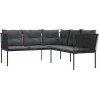 vidaXL Tuinset, L-vormig, met kussens, zwart, staal en textiel