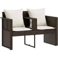 vidaXL Tuinbed met parasol poly rattan bruin