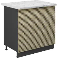 Vicco Keukenonderkast Fame-Line Eiken paneel/Antraciet 80 cm marmer werkblad, Model 51303