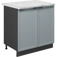 Vicco Keukenonderkast Fame-Line Licht blauw-grijs/Antraciet 80 cm marmer werkblad, Model 50645