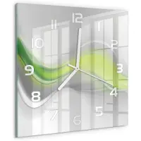 Tulup Wandklok - Golfabstractie Wandklok Glas Decoratie - 30x30 cm - Groente Gekleurde Glazen Klok - Witte handen - Vierkante Klok - Klok Glas Met Opdruk - Moderne Wandklok Glas