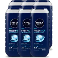 Nivea 6 x Men – Douchegel – Fresh Kick – 250 ml - Voordeelverpakking - 6 stuks