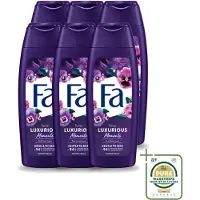 Fa 6 x - Luxurious Moments - Douchecrème - Roze Viooltjes - 250 ml - Wasstrips - Douchecrème - Roze Viooltjes - Luxe Douchecrème - Huidverzorging - Geur Van Roze Viooltjes