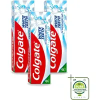 Colgate 3 x – Tandpasta – White Teeth – 75 ml - Grootverpakking - Vaatwasstrips - Witte Tanden - Tanden Reinigen - Tandpasta - Mondverzorging - Wittere Tanden