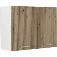 Vicco Glazen keukenkast R-Line, ambachtelijk eikenhout/wit, 80 cm, model 71444