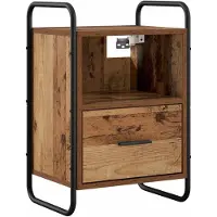 vidaXL Hangend Nachtkastje Oud hout 40 x 30 x 60 cm Bewerkt hout