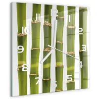 Tulup Wandklok - Bamboe Glazen Wandklok Design - 30x30 cm - Groente Klok Glas Met Opdruk - Witte handen - Vierkante Klok - Wandklok Glas Met Motief - Decoratieve Glazen Klok