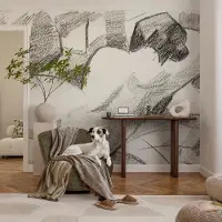 Coloray Vliesbehang - Zwart-Wit Snellijm Behang - 250x104 cm - Een Liggende Figuur Fotobehang Vlies - Hal behang Deel - Muurschildering - Hal behang
