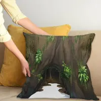 Abakuhaus Natuur Kussenhoes, Fantasie-Boom Cave Moss, Digitale Print, Waterbestendig, Kleurecht, Wasbare Kussenhoes met Ritssluiting, 40 x 40 cm, Varen Groen Chocolade