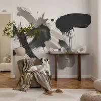 Coloray Vliesbehang - Zwart Snellijm Behang - 250x104 cm - Abstracte Uitdrukking Fotobehang Vlies - Hal behang Abstractie - Muurschildering - Woonkamer behang
