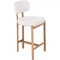 CALICOSY - Set van 2 krukken met stoffen bekleding, poten met houtlook H92 cm - MARLA