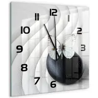 Tulup Wandklok - Zensteen en vlinder Wandklok Glas Decoratie - 60x60 cm - Wit Gekleurde Glazen Klok - Zwarte handen - Vierkante Klok - Klok Glas Met Opdruk - Moderne Wandklok Glas