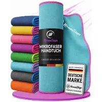 Famanu - Microvezel handdoek 60 x 40 cm, lichtgewicht compacte reishanddoek voor reizen, vakantie en fitness zonder hoekzak en inpakzak
