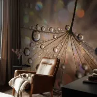 Coloray Vliesbehang - Beige Snellijm Behang - 250x250 cm - Pareldruppels Fotobehang Vlies - Hal behang Texturen - Muurschildering - Woonkamer behang