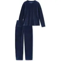 Schiesser Pyjama ' Casual Velour ' donkerblauw
