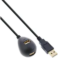InLine Premium USB naar 2x USB docking kabel - USB2.0 - tot 1A / zwart - 2 meter