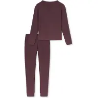 Schiesser Pyjama ' Selected Premium Warming ' donkerbruin / bordeaux