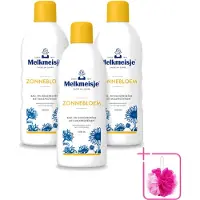 Melkmeisje 3 x - Bad & Douche Zonnebloem - Romig Parfum - 1000 ml - Bulkverpakking - Douchecrème - Douchemop -