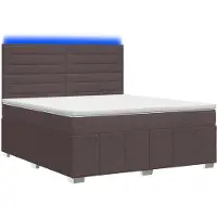 vidaXL LED boxspringbed met matras, donkerbruin, 140 x 200 cm, gestoffeerd