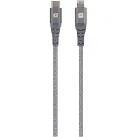 Skross USB-kabel USB 2.0 USB-C stekker, Apple Lightning stekker 1.20 m Space grijs Rond, Flexibel, Stoffen mantel SKCA0015C-MFI120CN