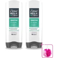 Dove 2 x - Shower Gel - 3-in-1 - Men Care Sensitive - Verfrissend en zacht - 400 ml - Bulkverpakking - Douchegel voor mannen - Douchemop - Gevoelige huid