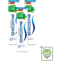 Sensodyne 3 x – Tandpasta – Fresh Mint – 75 ml - Grootverpakking - Vaatwasstrips - Gevoelige Tanden - Tandpasta - Frisse Adem - Mondverzorging - Gevoeligheid Verminderen