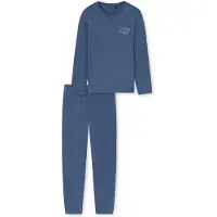 Schiesser Pyjama lang ' Modern Essentials ' blauw denim