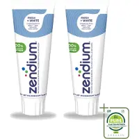 Zendium 2 x - Tandpasta - Fresh+ White - 75 ml - Grootverpakking - Vaatwasstrips - Tandpasta - Frisse Adem - Witte Tanden - Enzymen - Fluoride