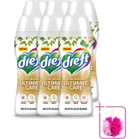 Dreft 6 x - Ultimate Care - Wasverzachter - Geurbooster - Gekleurde Was - Witte Bloem - 15 Wasbeurten - Bulkverpakking - Wasmiddel - Douchemop - Geurbooster