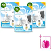Air Wick 3 x Elektrische Geurverspreider - Starterkit - Pure Zachtheid van Katoen - 19ml - Bulkverpakking - Geurverspreider - Douchemop - Katoengeur