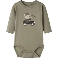 Name it Rompertje/body 'NBMOSMAR' beige / olijfgroen / wit