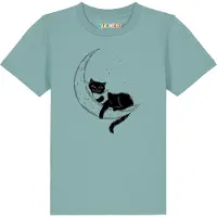 Watabout.kids Shirt ' Katze auf dem Mond ' turquoise